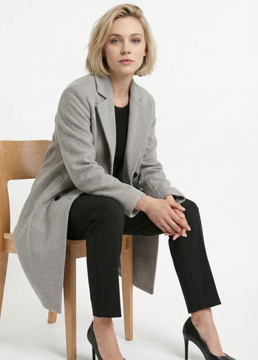 Manteau double boutonnage col tailleur Gris