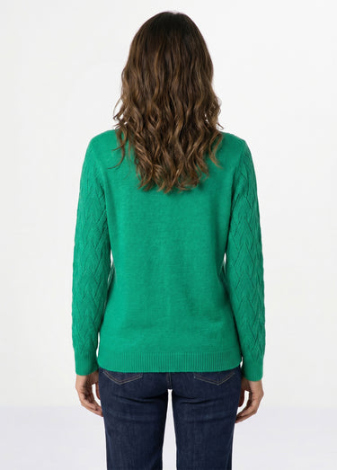 Pull doux uni col rond maille fantaisie Menthe
