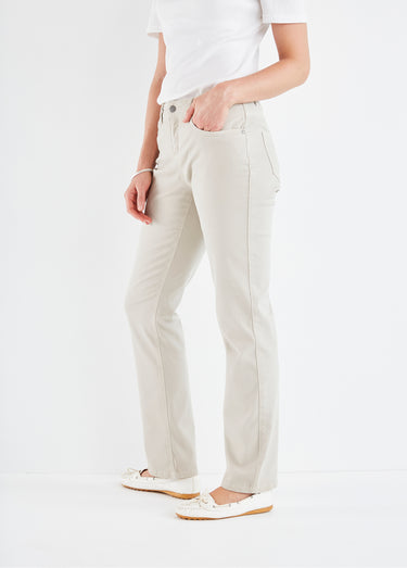 Le pantalon 5 poches brodé Beige