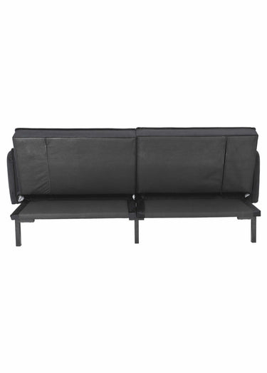 Canapé convertible velours, 2 coussins Noir