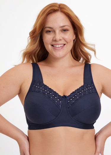 Soutien-gorge sans armatures brodé Marine
