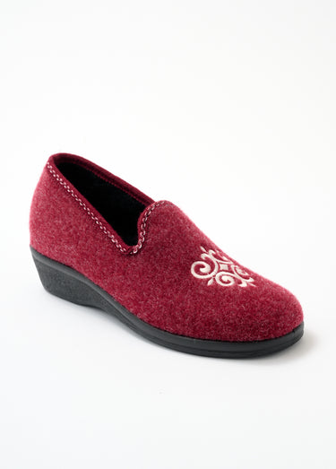 Chaussons ballerine grande largeur brodés Bordeaux