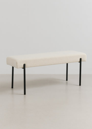 Banc en bouclette avec pieds métal Blanc