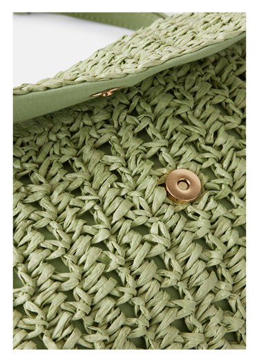 Sac besace en paille avec bandoulière Olive