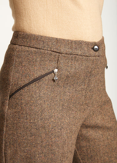 Pantalon droit chevrons ou chiné entrejambe 70 cm Chevrons Marron