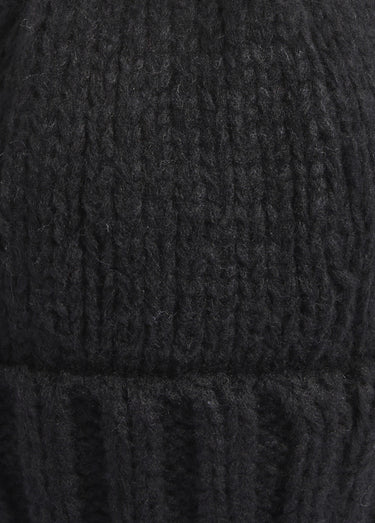 Bonnet pastel en maille cotelée à revers Noir