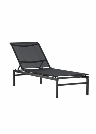 Chaise longue en acier et résine tressée Noir