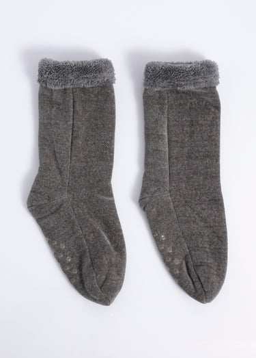Chaussettes d'intérieur chaudes à picots Gris