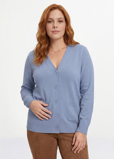 Gilet boutonné maille épaisse Bleu
