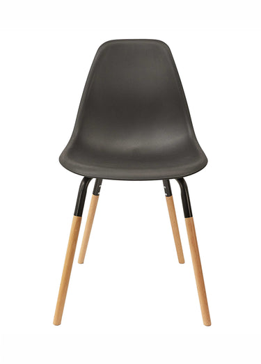 Set 4 Chaises coque claires, pieds bois Noir