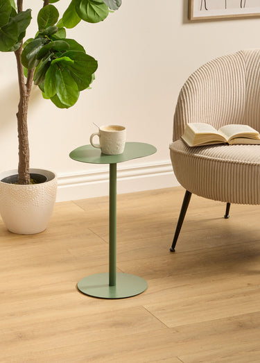 Table d'appoint métal, forme organique Kaki