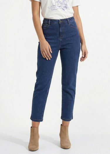 Jean droit taille haute 7/8 stretch Stone