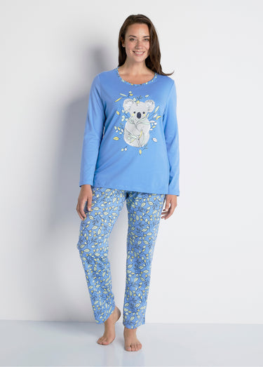 Pyjama coton imprimé motif koala Bleu