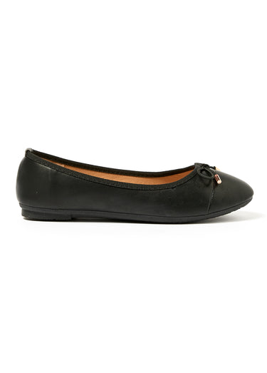 Ballerines bout rapporté et petit nœud Noir