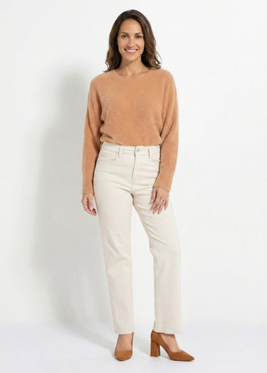 Jean droit 5 poches, spécial PETITE Beige