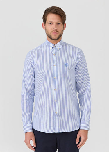 Chemise rayée manches longues col boutonné Bleu Raye
