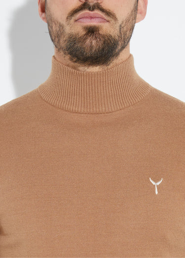 Pull col montant toucher cachemire Camel