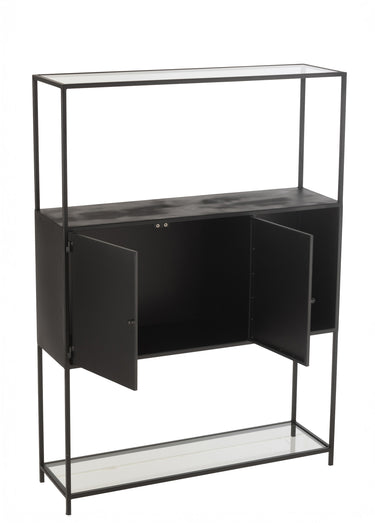 Etagère métal mat 2 portes + 2 niveaux Noir