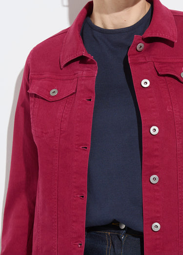 Veste en jean coupe droite stretch Grenat