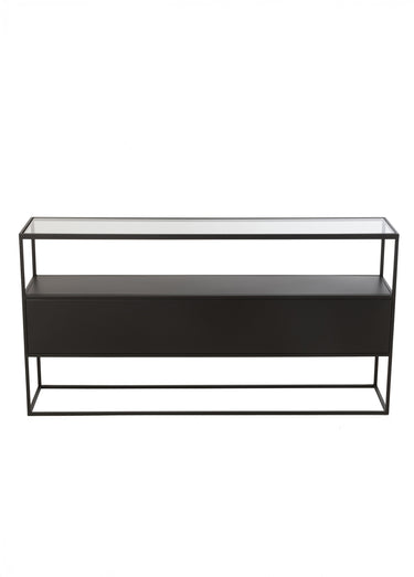 Console en métal et plateau verre, foncé Noir
