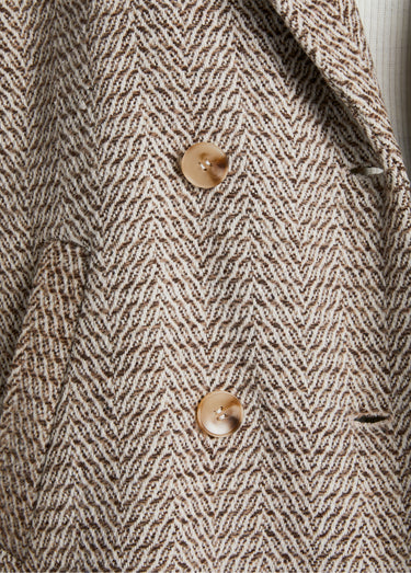 Manteau aspect chevrons mi-long Beige