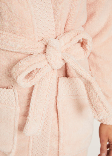 Peignoir éponge pur coton forme kimono Rose