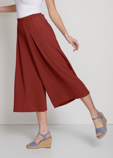 Jupe-culotte taille élastiquée ample Tomette