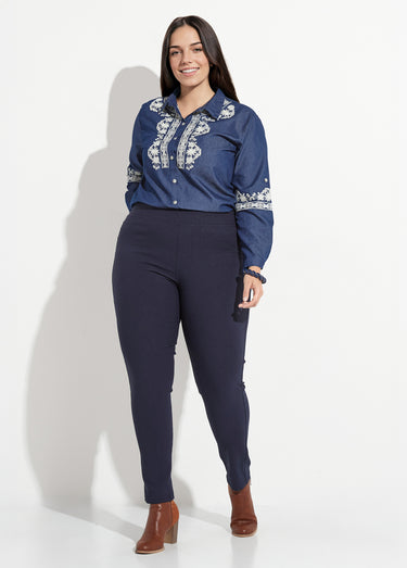 Pantalon extensible taille élastiquée Marine
