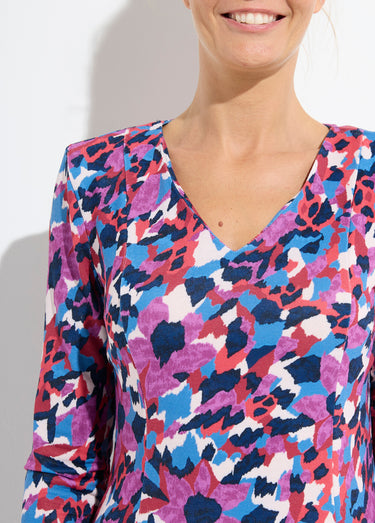 Robe imprimée chaude droite courte Imprime/Bleu