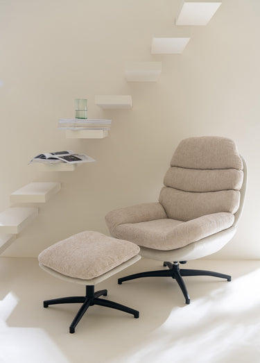 Fauteuil relax tissu + repose pieds 1BC Beige/Noir