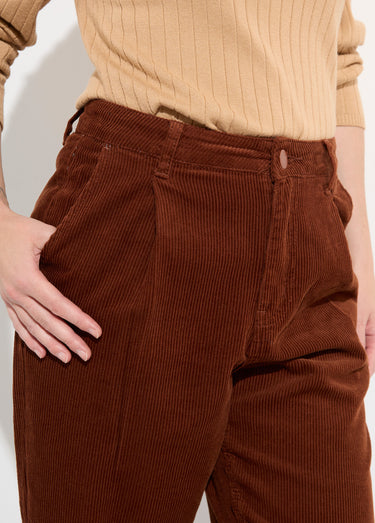 Pantalon large velours, spécial PETITE Marron