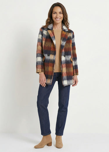 Manteau caban chaud tissu carreaux laine Carreaux Marine