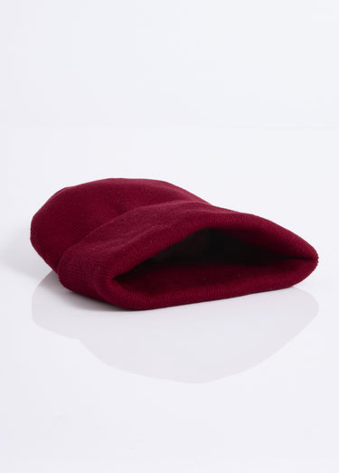Bonnet en maille fines cotes à revers Bordeaux