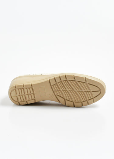 Mocassin ajouré confort élastiques côtés Beige