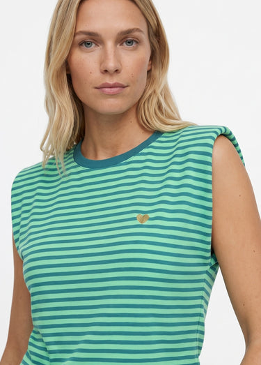 T-shirt maille fantaisie, broderie coeur Vert