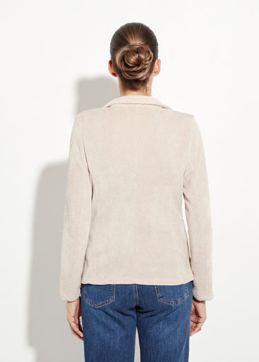 Veste col tailleur en velours reliefé Beige