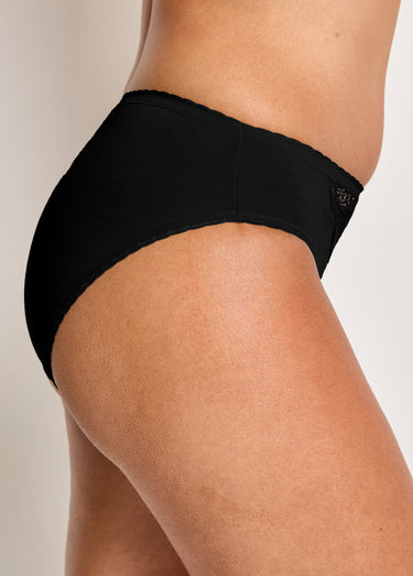 Culotte échancrée dentelle coton - lot de 3 Noir Lot3