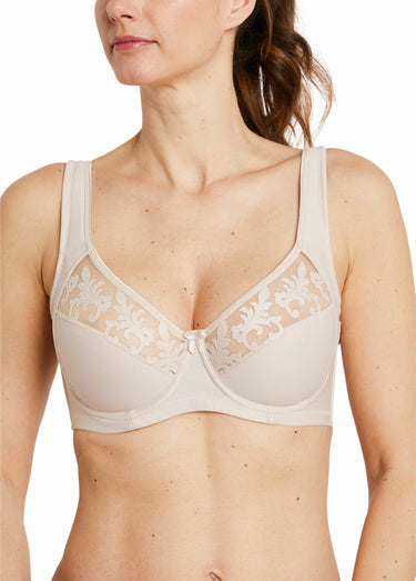 Soutien-gorge avec armatures tulle brodé Poudré