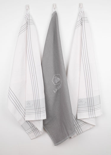 Torchons Géo en coton, assortis clairs Gris
