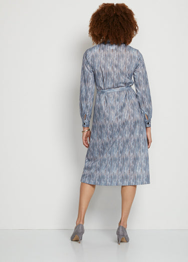 Robe mi-longue boutonnée imprimée Gris