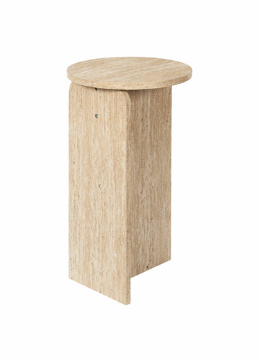 Petite table d'appoint, effet pierre Blanc/Beige