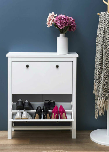 Meuble à chaussures en mélaminé clair Blanc