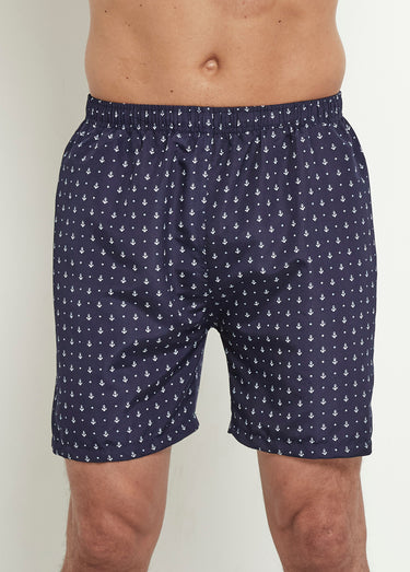 Caleçon de bain micro motif ancres Marine