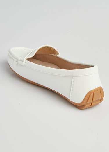 Mocassins plats bride ton sur ton Blanc