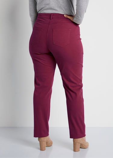 Pantalon droit 5 poches coton stretch Bordeaux