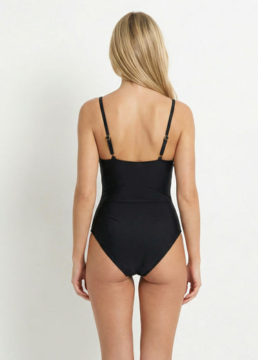 Maillot de bain 1 pièce V et drapé Noir