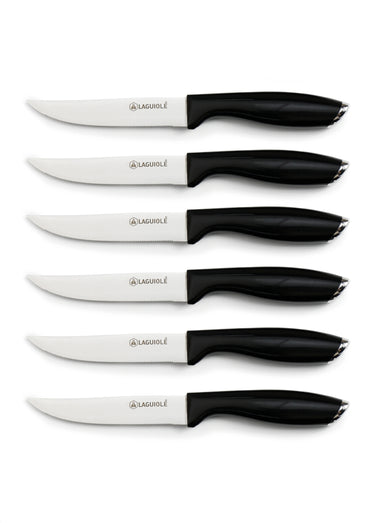 Set 6 couteaux à steak lame acier Lumin Noir
