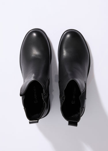 Boots Chelsea à talon et bout rond Noir