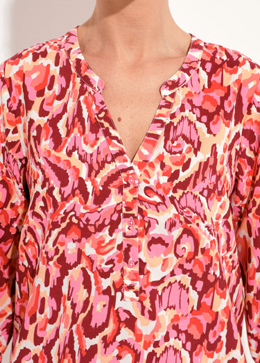 Tunique ample longue imprimée manches 3/4 Imprime/Rose