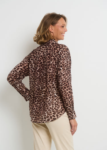 Chemisier boutonné imprimé animalier Leopard